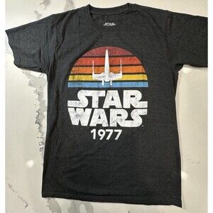 STAR WARS 1977 Logo Rainbow X-Wing Men's Adult T-Shirt Medium 0353